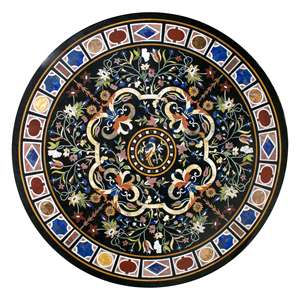 Tablero de Mesa de Centro Pietra Dura con Incrustaciones de Piedras Preciosas - Product Image 1