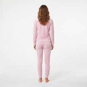 Women's Pink Fleece Tracksuit Full <b>Zip</b> Hoodie <b>Jogger</b> Set Casual Winter Wear Solid Color Side <b>Pockets</b> - Product Image 6