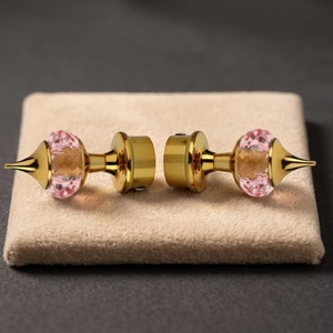 Glam Gold Finials with Pink Crystal Accents for <b>Curtain</b> Poles - Product Image 5