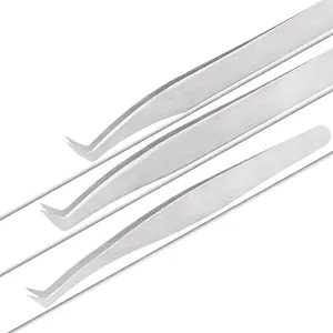 Pinzas de extensión de pestañas ligeras con logotipo personalizado, herramientas de belleza de acero inoxidable, agarre fuerte, puntos finos, accesorio probado a mano - Product Image 1