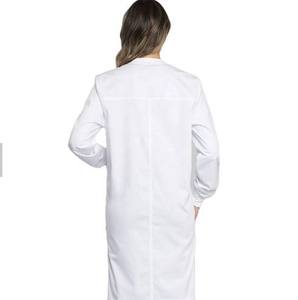 Bata de Laboratorio Blanca para Mujer, Tejida, de Algodón y Poliéster, Uniforme de Hospital, 3 Bolsillos, Cierre de Broches, Bata Médica - Product Image 6