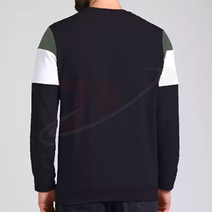 Sudadera de punto con cuello redondo y bloques de color en felpa 100% algodón para hombre, corte regular, estilo casual de otoño, venta al por mayor - Product Image 2