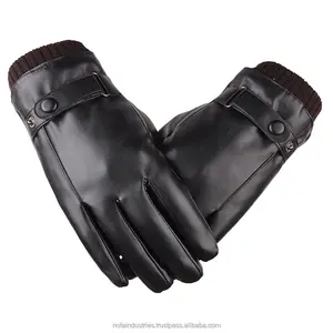 Перчатки мужские из экокожи, теплые ветрозащитные митенки для вождения, для работы с сенсорным экраном, черные, на осень/зиму
