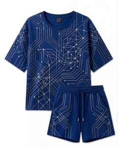 Ensemble décontracté d'été pour femme, t-shirt à manches courtes et col rond surdimensionné et short à taille élastique, respirant et imprimé - Product Image 3