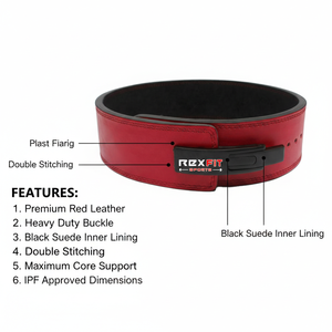 Ceinture de musculation en cuir Rexfit Sport Heavy Duty pour la musculation, le bodybuilding et le powerlifting - Product Image 5