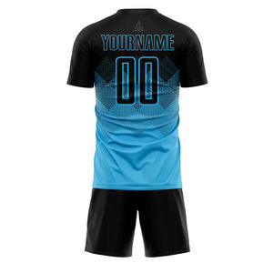 Uniforme de Fútbol, Camiseta y Pantalones Cortos, Diseño Personalizado para Equipos, 100% Poliéster, Cuello en V, Unisex, Personalizable, Secado Rápido, Transpirable - Product Image 3