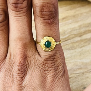 Latest Vintage Floral Green Onyx <b>Ring</b> 18k Gold Plated Flower <b>Statement</b> Women <b>Ring</b> Dainty Handmade Nature Inspired Wholesale <b>Ring</b> - Product Image 6