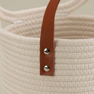 Panier suspendu en macramé blanc avec motif visage de chat, avec poignée, lot de 2, pour rangement de chambre d'enfant, décoration de crèche et organiseur mural mignon - Product Image 5