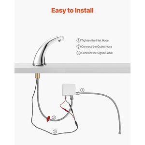 Rubinetto Automatico per Lavabo Bagno con Sensore di Movimento, Senza Contatto, per Acqua Fredda, con Copertura Foro, Funzionamento a Batteria - Product Image 4