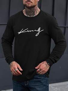 Mens Graphic <b>Tshirt</b> Casual Print Stretchy <b>Long</b> Sleeve Crewneck Tee Shirt - Product Image 5