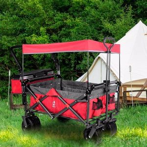 Carrello Pieghevole Robusto con Tettuccio Rimovibile, Ruote Grandi da 4 Pollici per Tutti i Terreni, Freno a Mano Regolabile per Campeggio - Product Image 3