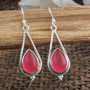 Boucles d'oreilles pendantes en jade rose naturel, argent sterling 925, bijoux de qualité AAA pour femmes, cadeau pour fête et anniversaire, pierre précieuse certifiée - Product Image 1