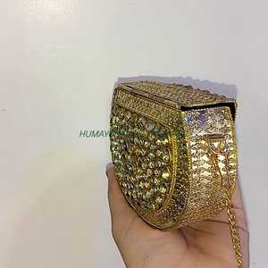 กระเป๋าคลัทช์ขนาดเล็กสุดหรู HUMAYUN WORLD CARFTS งานฝีมือขัดเงา ประดับด้วยงาน Kundan รูปทรงเรขาคณิต เหมาะสำหรับงานแต่งงาน งานปาร์ตี้ และงานเฉลิมฉลองต่างๆ - Product Image 2