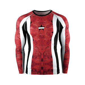 เสื้อแรชการ์ดแขนยาวแบบยูนิเซ็กซ์ขายส่ง พิมพ์ลายแบบซับลิเมชั่น เสื้อกันแดดผู้ชายแบบกำหนดเอง ผลิตจากโพลีเอสเตอร์/ไนลอน แห้งเร็ว ระบายอากาศได้ดี - Product Image 1