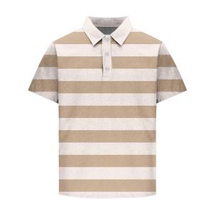 Men's Striped Short Sleeve Polo Shirt Casual Regular Fit Button <b>Down</b> Breathable Polyester Spandex Comfortable Pullover Tops - Product Image 5