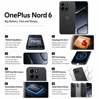 Vente en gros de smartphones OnePlus Nord 6 version mondiale 5G d'origine, Snapdragon 8s Gen 4, 7500 mAh, 80 W, 165 Hz AMOLED NFC