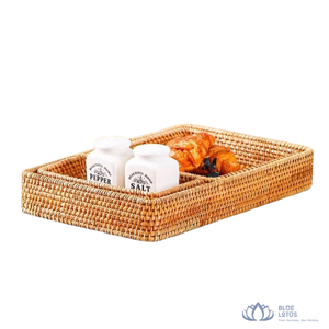 Premium Modern Foldable Round Rattan Woven Food Grade Tray <b>for</b> Elegant Bathroom and Desk Display Easy Serving Food Storage - Product Image 1