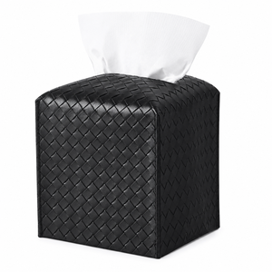 Elegant <b>Black</b> Crocodile Pattern Leather <b>Tissue</b> Box Cover Square Cube Facial Napkin <b>Paper</b> Holder Dispenser for Hotel Office - Product Image 3