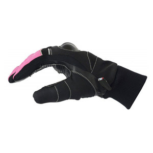 Gants de moto d'hiver roses et noirs à manchette longue, gants de conduite à doigts complets avec protection des articulations rembourrée, conception thermique pour l'extérieur - Product Image 2