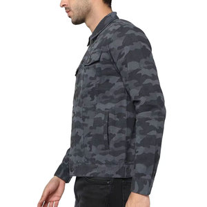<b>Men's</b> Camouflage <b>Denim</b> <b>Jacket</b> Turn-down Collar Button Closure Casual Slim Fit Regular Length Autumn Wear - Product Image 2