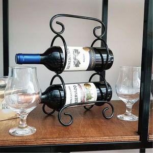 Vintage Metal Wine Rack 6 Bottle Holder Freestanding Countertop Wine Display <b>Shelf</b> Bottle Shaped <b>Rustic</b> Bronze Wine Organizer - Product Image 5