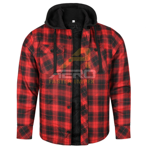 Men's <b>Flannel</b> Shirt Long Sleeve Plaid Hooded Casual Lumberjack Work <b>Jacket</b> Regular Fit - Product Image 2