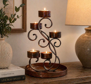 Designer Iron Metal <b>Candle</b> Holder with Durable Light Weight Holder 5 Tier for Home Decor, Gifting and Special Occasions - Product Image 1
