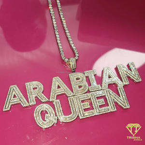 Custom " Arabian Queen " <b>Name</b> Pendant Necklace Iced Out Moissanite Diamond Hip Hop Tennis <b>Chain</b> Jewelry Gift - Product Image 2