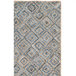 Alfombra de Yute Trenzada a Mano Estilo Costero, Patrón Geométrico, Rectangular, Tejido Plano, para Sala de Estar, Reversible, Antideslizante, Apta para Mascotas - Product Image 1