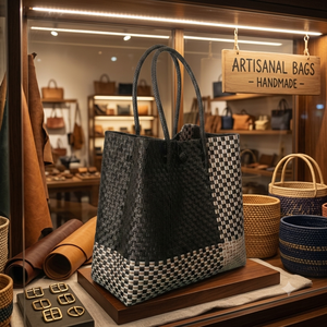 Best Seller Elegant Unique Handmade Women's Woven <b>Tote</b> Bag Premium <b>Plastic</b> Recycled Material Origin From Indonesia - Product Image 6