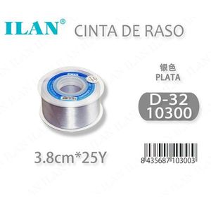 ริบบิ้นผ้าซาตินอิลัน 3.8 ซม. 25 หลา สีเงินแพลตต้า D32 - Product Image 3