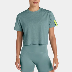 Camiseta Deportiva de Verano para Mujer, Corte Ajustado, Talla Grande, Top Corto, 100% Algodón, Sin Costuras, Secado Rápido, Cuello en V, Ropa Deportiva para Yoga - Product Image 5