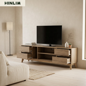 Modern Durable Wood <b>TV</b> <b>Stand</b> 65 in and up Scandinavian Style Living Room Furniture with Storage Drawers and Shelves Freestanding - Product Image 2