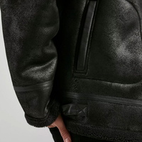 Veste de motard en cuir véritable noir imperméable pour homme |   Manteau aviateur d'automne zippé avec taille ajustable