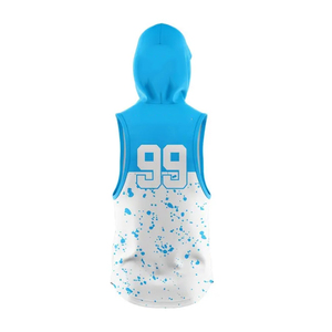 Ensemble de sweat-shirts sans manches personnalisés imprimés par sublimation avec le numéro 99, motif bleu et blanc, vêtements de sport unisexes pour adultes - Product Image 4