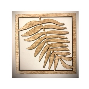 Modern Wooden <b>Leaf</b> <b>Wall</b> Art 3D Cutout Tropical Palm <b>Leaf</b> Frame Sign <b>Wall</b> Hanging Sculpture for Living Room Home <b>Decor</b> Accent - Product Image 1