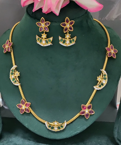 Antique Golden Traditional Jewellery Fashion <b>Necklaces</b> Set SKU- AN 266 - Product Image 2