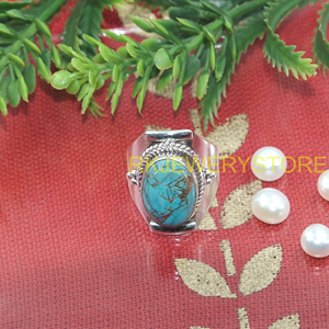 Blue Copper Turquoise 925 Sterling <b>Silver</b> Handmade <b>Ring</b> Boho <b>Statement</b> Jewelry Tribal Designer Gift <b>Ring</b> for Men Women Unisex - Product Image 6