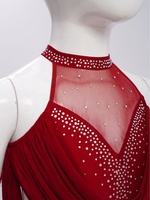 Traje de Baile Latino para Niñas de 6 a 16 Años, Leotardo con 1 Par de Guantes de Malla para Competencia de Cha-Cha Tango, Clases de Baile, Fiestas y Presentaciones