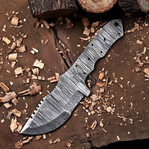 Cuchillo de Caza Nórdico de Acero de Damasco con Hoja Entera y Funda Scount, 10 Pulgadas, Kit OEM/ODM - Product Image 2