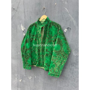 เสื้อแจ็คเก็ตกำมะหยี่ซูซานีสำหรับผู้หญิง ขายส่ง งานปักลายดอกไม้ทำมือ ซับในผ้าฝ้าย สไตล์ฮิปปี้ เสื้อแจ็คเก็ตฤดูหนาว - Product Image 3