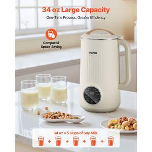 8-in-1 Nut <b>Milk</b> <b>Maker</b> 180W Soybean Juice Blender Self-Cleaning 34 oz Container for Homemade Oat Nut Rice Cereal <b>Plant</b>-Based - Product Image 3
