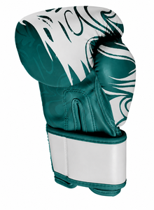 Gants de boxe IBERIA Premium Teal White, imprimé dragon, gants d'entraînement en cuir PU, logo personnalisé, équipement sportif en gros OEM - Product Image 3
