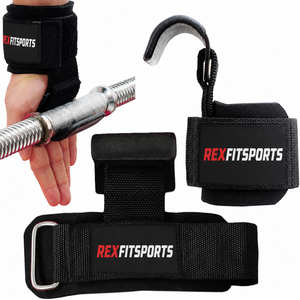 REXFITSPORTS RF-HST-005 Ganchos de Levantamiento de Pesas con Acolchado de Neopreno, Correas de Gimnasio para Fitness, Soporte de Alta Resistencia para Powerlifting - Product Image 2