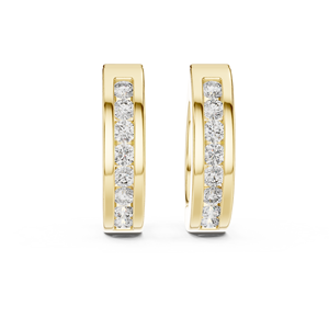 Custom 14K 18K <b>Solid</b> Gold Channel Set Round Lab Grown Diamond Huggie <b>Hoop</b> <b>Earrings</b> E VVS VS CVD HPHT Fine Jewelry Manufacturer - Product Image 4