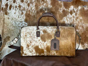 Sac de voyage unisexe en cuir véritable avec fourrure, design personnalisé, fermeture éclair, portable, LHDB-0096 - Product Image 3