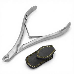 Pince à cuticules 1/2 Jaw Tower Point en acier inoxydable chirurgical, outil de précision pour techniciens ongulaires - Product Image 1