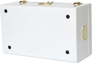 White Metal Wedding <b>Keepsake</b> <b>Box</b> with Gold Hardware Decorative Bridal <b>Memory</b> Trunk for Invitations Photos and Marriage Mementos - Product Image 5