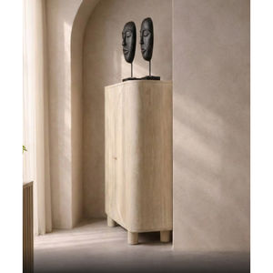 Armario moderno de madera maciza de roble natural de 2 puertas, diseño para sala de estar, entrada, zapatero delgado, organizador de almacenamiento y gabinete. - Product Image 3