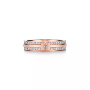 Anillo de Doble Hilera con Barra en T de Oro Rosa y Diamantes Cultivados en Laboratorio - Product Image 1
